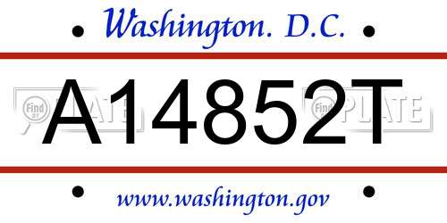 A14852T District Of Columbia License Plate