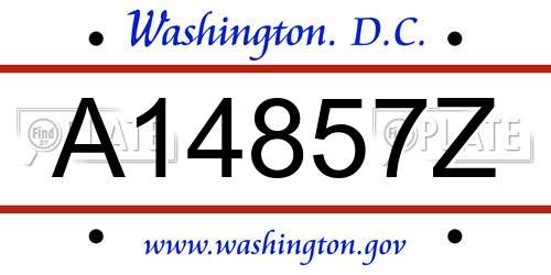 A14857Z District Of Columbia License Plate