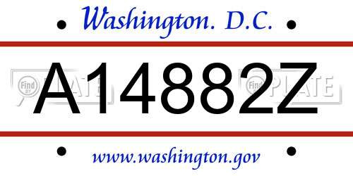 A14882Z District Of Columbia License Plate