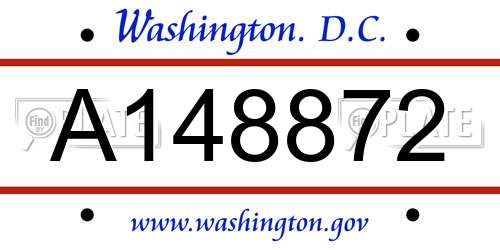 A148872 District Of Columbia License Plate