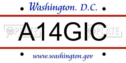 A14GIC District Of Columbia License Plate