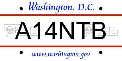 A14NTB District Of Columbia License Plate