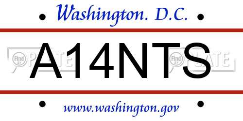 A14NTS District Of Columbia License Plate