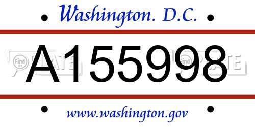 A155998 District Of Columbia License Plate