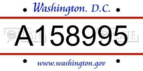 A158995 District Of Columbia License Plate