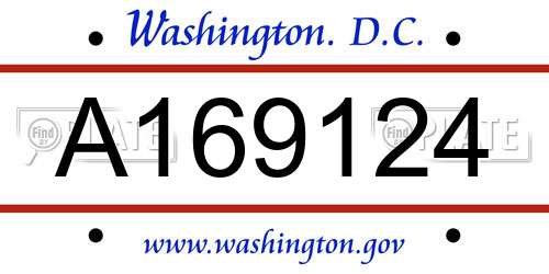 A169124 District Of Columbia License Plate