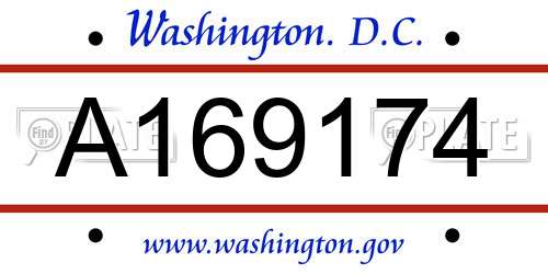 A169174 District Of Columbia License Plate