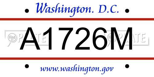 A1726M District Of Columbia License Plate