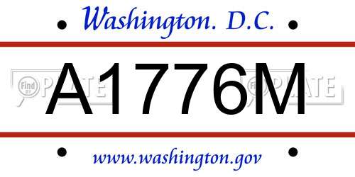 A1776M District Of Columbia License Plate