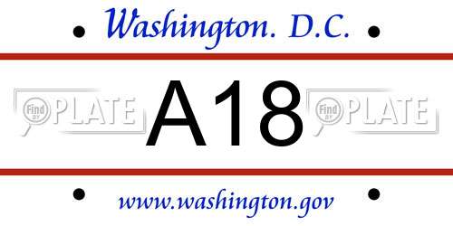 A18 District Of Columbia License Plate
