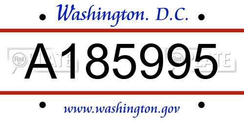 A185995 District Of Columbia License Plate