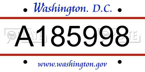A185998 District Of Columbia License Plate