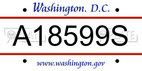 A18599S District Of Columbia License Plate