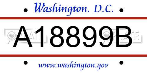A18899B District Of Columbia License Plate