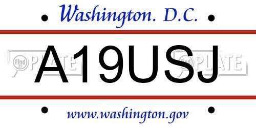 A19USJ District Of Columbia License Plate
