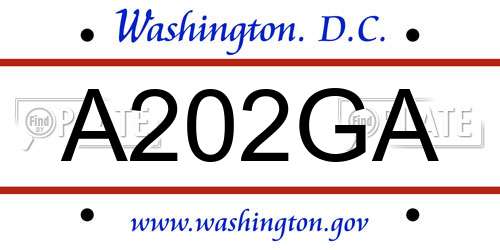 A202GA District Of Columbia License Plate