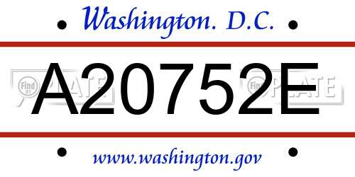 A20752E District Of Columbia License Plate