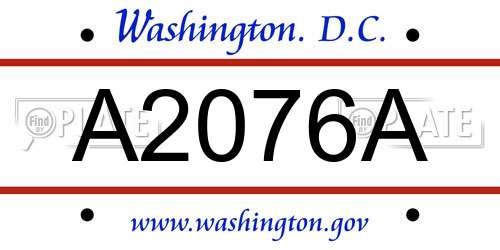 A2076A District Of Columbia License Plate