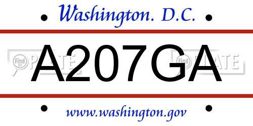 A207GA District Of Columbia License Plate