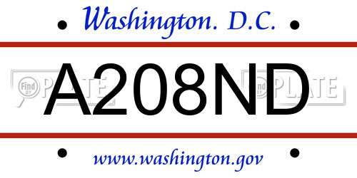 A208ND District Of Columbia License Plate