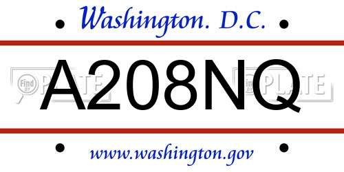 A208NQ District Of Columbia License Plate