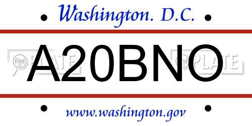 A20BNO District Of Columbia License Plate