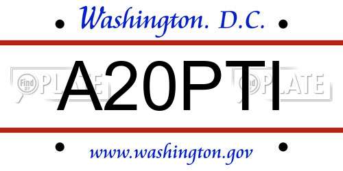 A20PTI District Of Columbia License Plate