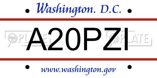 A20PZI District Of Columbia License Plate