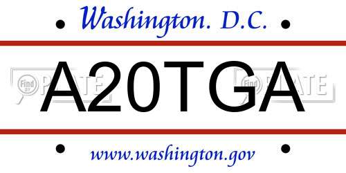 A20TGA District Of Columbia License Plate