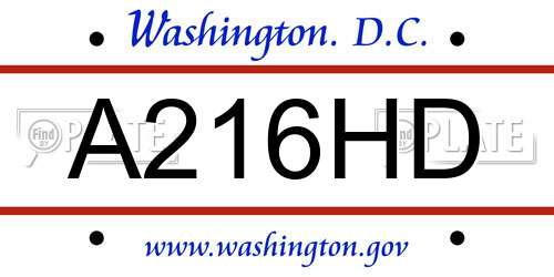 A216HD District Of Columbia License Plate