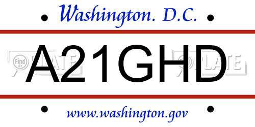 A21GHD District Of Columbia License Plate