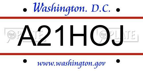 A21HOJ District Of Columbia License Plate