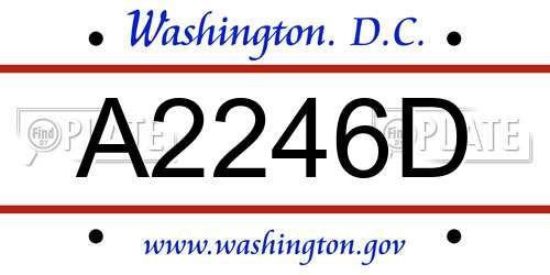 A2246D District Of Columbia License Plate
