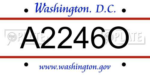 A2246O District Of Columbia License Plate