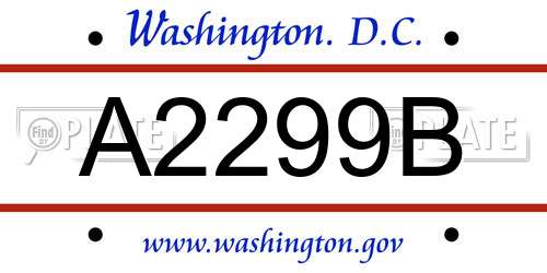 A2299B District Of Columbia License Plate