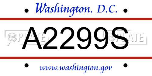 A2299S District Of Columbia License Plate