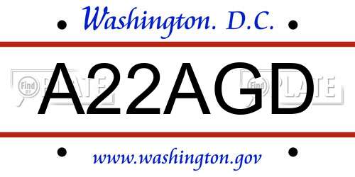 A22AGD District Of Columbia License Plate