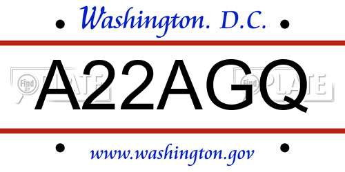 A22AGQ District Of Columbia License Plate