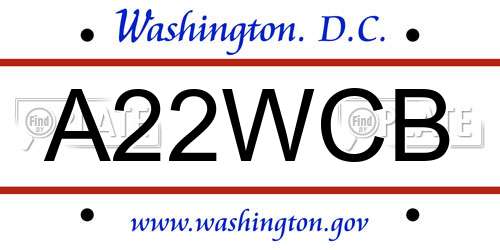 A22WCB District Of Columbia License Plate