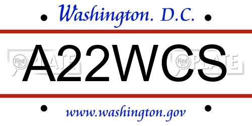 A22WCS District Of Columbia License Plate