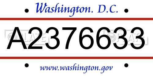 A2376633 District Of Columbia License Plate