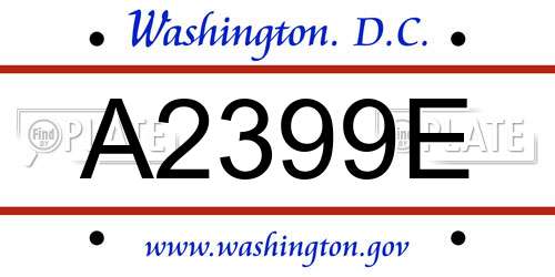 A2399E District Of Columbia License Plate