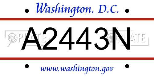 A2443N District Of Columbia License Plate