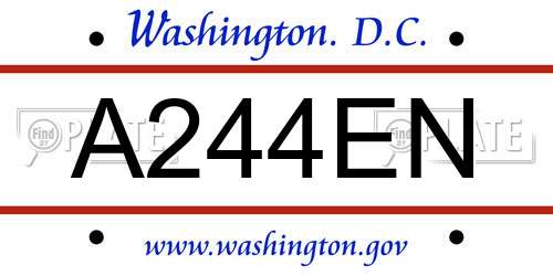 A244EN District Of Columbia License Plate