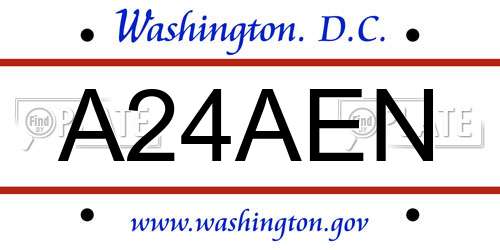 A24AEN District Of Columbia License Plate
