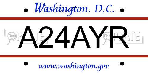 A24AYR District Of Columbia License Plate