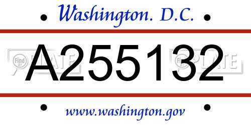A255132 District Of Columbia License Plate