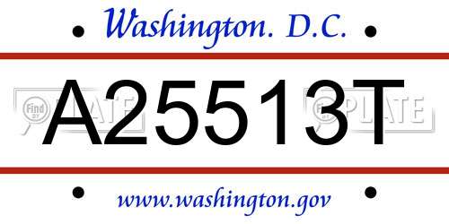 A25513T District Of Columbia License Plate