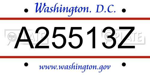 A25513Z District Of Columbia License Plate