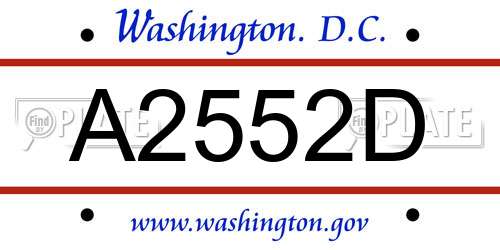A2552D District Of Columbia License Plate